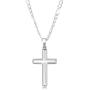 XP Jewelry Mens Sterling Silver Cross Pendant Figaro Chain Necklace Italian Made - 080-3mm - 22''