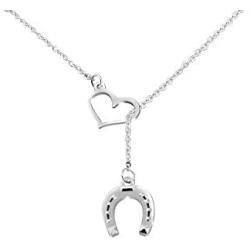 AKTAP Simple Lucky Horseshoe Lariat Y Necklace Stirrup Necklace Love Heart Pendant Necklace Gift for Women Girls