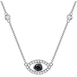 FANCIME Sterling Silver Evil Eye Necklace Evil Eye Bracelet Cubic Zirconia Simulated Diamond Pendant Necklace Yom Kippur Gifts Danity Fine Jewelry for Women Girls