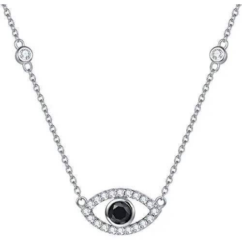 FANCIME Sterling Silver Evil Eye Necklace Evil Eye Bracelet Cubic Zirconia Simulated Diamond Pendant Necklace Yom Kippur Gifts Danity Fine Jewelry for Women Girls FANCIME Sterling Silver Evil Eye Necklace Evil Eye Bracelet Cubic Zirconia Simulated Diamond Pendant Necklace Yom Kippur Gifts Danity Fine Jewelry for Women Girls