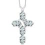 Gem Stone King 925 Sterling Silver Sky Blue Aquamarine Cross Pendant Necklace For Women (2.15 Ct Oval with 18 Inch Chain)
