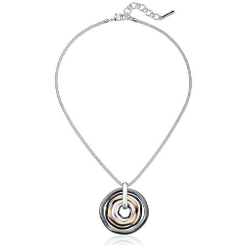 Nine West ''Classics'' Tri-Tone Orbital Pendant Necklace, 16'' + 2'' extender