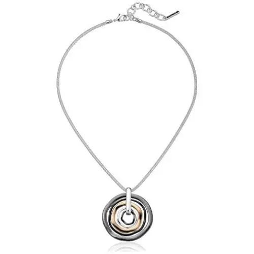 Nine West ''Classics'' Tri-Tone Orbital Pendant Necklace, 16'' + 2'' extender