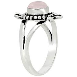 Sterling Silver Plated Genuine Gemstone Round Shape Handmade Solitaire Rings