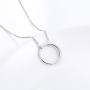Ladytree S925 Sterling Silver Dainty Simple Circle Pendant Eternity Necklace,Rolo Chain,18+2