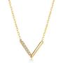 GELIN 14k Solid Gold 0,02 ct Diamond Chevron V Shaped Pendant Chain Necklace for Women, Certified Fine Jewellery, 18 inch