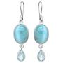 2'' Larimar Blue Topaz 925 Solid Sterling Silver Teardrop Dangle Earrings