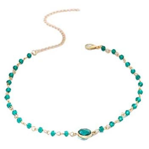 Olbye Rainbow Moonstone Necklace Choker Simple Necklace Personalize Everyday Necklace Jewelry for Women and Girls