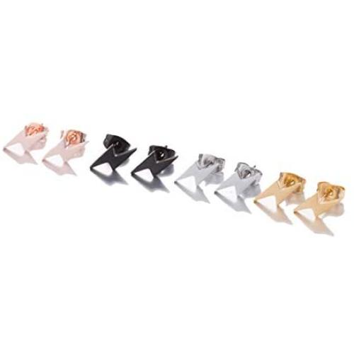 Stainless Steel Simple Punk Lightning Bolt Flash Thunder Button Stud Earrings Women Mens Cool Party Jewelry