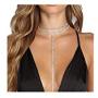 Riymusry Sexy Multilayered Long Choker Necklaces Double Layer Crystal Full Rhinestone Choker Necklace Statement Necklace Luxury Collares Jewelry for Women Body Jewelry Nightclub Party(Silver Necklace)