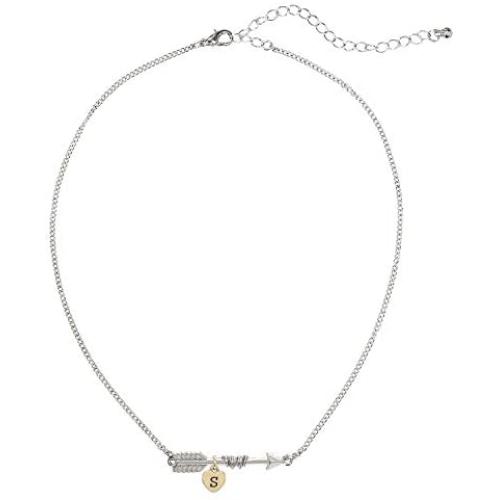 Madison Tyler Personalization Collection Horizontal Cupid Arrow with Initial Letter Heart Drop Pendant Necklace for Women