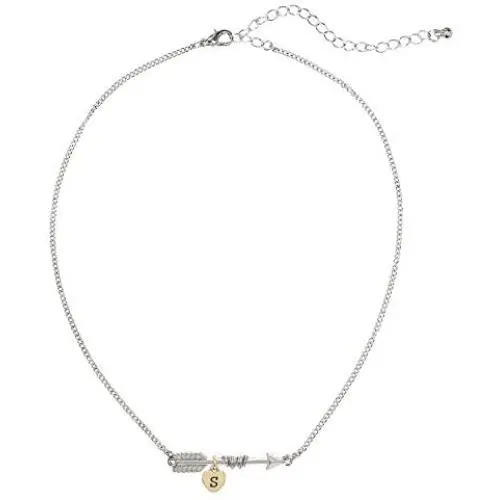 Madison Tyler Personalization Collection Horizontal Cupid Arrow with Initial Letter Heart Drop Pendant Necklace for Women