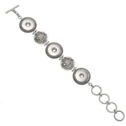 LEGENSTAR Vintage Adjustable Bangles Interchangeable 3 Holes Fit 18-20 mm Snap Button Bracelets for Women DIY Jewelry
