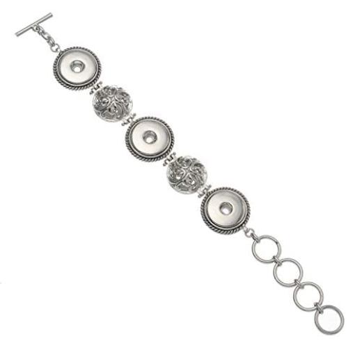 LEGENSTAR Vintage Adjustable Bangles Interchangeable 3 Holes Fit 18-20 mm Snap Button Bracelets for Women DIY Jewelry