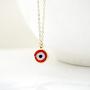 Genbree Boho Choker Necklace Evil Eye Necklaces Chain Silver Short Jewelry for Women and Girls (Red)