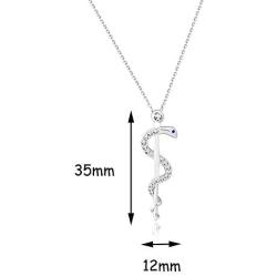 KUIYAI Staff of Asclepius Necklace with Cubic Zirconia Medical Symbol Necklace Jewelry