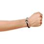 Infinity Love Knot Bangle Bracelet for Women for Girlfriend Two Tone Black Genuine Leather Silver Tone Stainless Steel