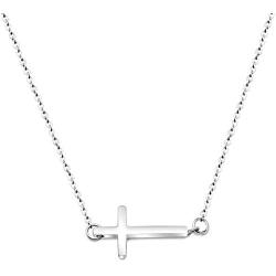 Jude Jewelers Stainless Steel Sideways Cross Christian Religious Prayer Collar Necklace
