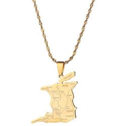 Stainless Steel Trinidad and Tobago Map City Name Pendant Necklace Women Men Charm Jewelry