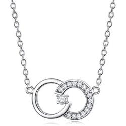 Nature Diamond 1 Stone Circle Necklace for Women Sterling Silver, Anniversary Jewelry for Wife/Girlfriend, Love Gifts for Her (0.03ct) 16''-18''