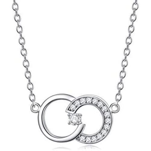 Nature Diamond 1 Stone Circle Necklace for Women Sterling Silver, Anniversary Jewelry for Wife/Girlfriend, Love Gifts for Her (0.03ct) 16''-18''