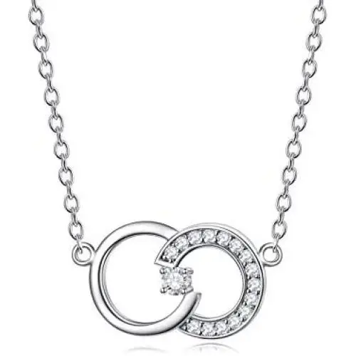 Nature Diamond 1 Stone Circle Necklace for Women Sterling Silver, Anniversary Jewelry for Wife/Girlfriend, Love Gifts for Her (0.03ct) 16''-18'' Nature Diamond 1 Stone Circle Necklace for Women Sterling Silver, Anniversary Jewelry for Wife/Girlfriend, Love Gifts for Her (0.03ct) 16''-18''