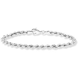 Miabella 925 Sterling Silver 4mm Classic Rope Chain Link Bracelet for Women Men, 6.5, 7, 7.5, 8, 8.5 Inch Made in Italy