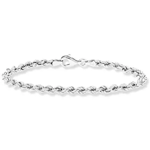 Miabella 925 Sterling Silver 4mm Classic Rope Chain Link Bracelet for Women Men, 6.5, 7, 7.5, 8, 8.5 Inch Made in Italy Miabella 925 Sterling Silver 4mm Classic Rope Chain Link Bracelet for Women Men, 6.5, 7, 7.5, 8, 8.5 Inch Made in Italy
