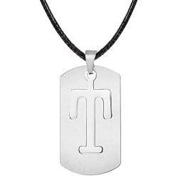 Qermolas Dog Tag Pendant Necklace with Initial Alphabet 26 Letters Chain in Stainless Steel