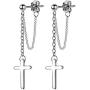Cross Dangle Drop Earrings 925 Sterling Silver Chain Dropping for Women Men Punk Ball Studs Hypoallergenic Jewelry