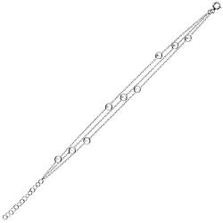Sterling Silver Layered Bracelet for Women with Round Cut Simulated Diamond