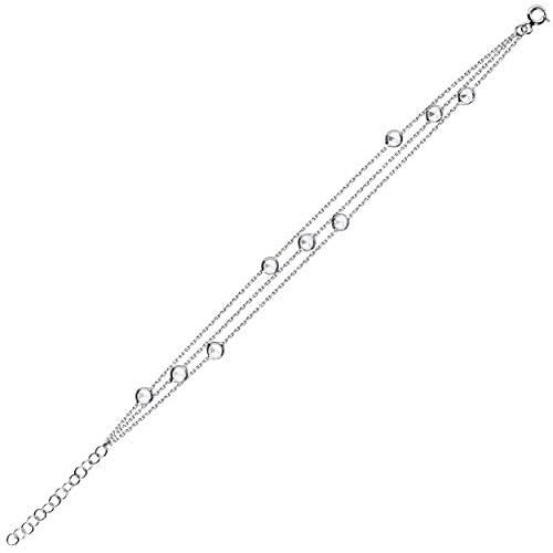 Sterling Silver Layered Bracelet for Women with Round Cut Simulated Diamond
