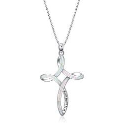 WINNICACA Luck Irish Celtic Knot Sterling Silver Cross Necklace Created Opal Faith Hope Love Jewelry for Women Teens Birthday Mothers Day Gifts for Her
