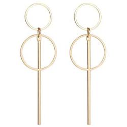 Geometric Double Circle Hoop Dangle Earrings Simple 8 Infinity Knot Bar Tassel Drop Earrings for Women Jewelry