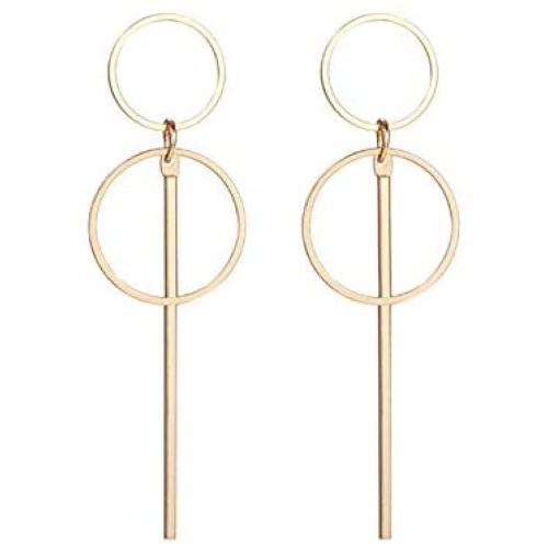 Geometric Double Circle Hoop Dangle Earrings Simple 8 Infinity Knot Bar Tassel Drop Earrings for Women Jewelry