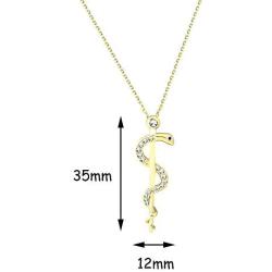KUIYAI Staff of Asclepius Necklace with Cubic Zirconia Medical Symbol Necklace Jewelry