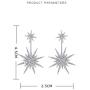 Starburst CZ Dangle Drop Earrings for Women Girls Sensitive Ear S925 Sterling Silver Stud Post Pin Fashion Lucky Star Dangling Hanging Earring Jewelry Hypoallergenic Gifts Bff