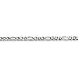 Solid 925 Sterling Silver 4mm Pave Flat Figaro Chain Necklace - with Secure Lobster Lock Clasp