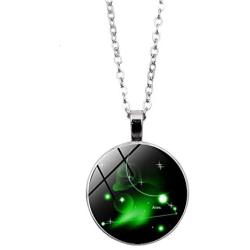 JczR.Y Twelve Luminous Constellations Necklace Pendant for Women Retro Zodiac Glowing Time Gemstone Ball Necklace Fashion Christmas Jewelry Gift