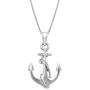 Honolulu Jewelry Company Sterling Silver Ship Anchor and Rope Necklace Pendant with 18'' Box Chain