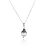 PAZ CREATIONS .925 Sterling Silver Floral Pearl Necklace