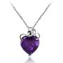 Uloveido Fashion Love Heart Pendant Necklace for Women White Gold Plated Purple Blue Heart Crystal Necklace for Girls Women Birthday N437
