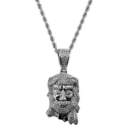 Men Women 14k White Gold Pl Cross Jesus Head Crucifix Diamond Religious Ice Out Pendant Piece Charm Pendant, Stainless Steel Real 2.5 mm Rope Chain, Mans Jewelry, Iced Pendant, Jesus Necklace Men Women 14k White Gold Pl Cross Jesus Head Crucifix Diamond Religious Ice Out Pendant Piece Charm Pendant, Stainless Steel Real 2.5 mm Rope Chain, Mans Jewelry, Iced Pendant, Jesus Necklace