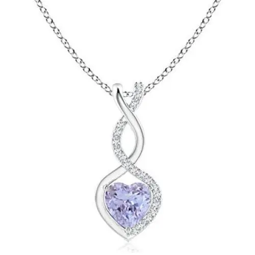 Tanzanite Infinity Heart Pendant with Diamonds (5mm Tanzanite) Tanzanite Infinity Heart Pendant with Diamonds (5mm Tanzanite)