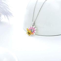 925 Sterling Silver Heart Shape Flower Necklace Collections Sunflower Sunshine Necklace Rose Pendant Necklace Jewelry For Women Girls for Her Birthday Christmas Gifts