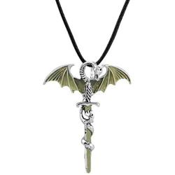 KUIYAI Glow in The Dark Dragon Sword Necklace Luminous Pendant Necklace Sword Pendant Wings Dragon Necklace