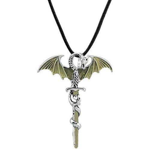 KUIYAI Glow in The Dark Dragon Sword Necklace Luminous Pendant Necklace Sword Pendant Wings Dragon Necklace