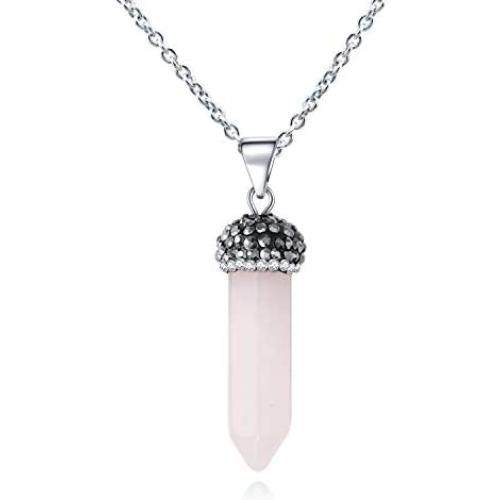 Natural Amethyst Healing Pendant Necklace,Chakra Stone Gemstone Crystal Pendants Calming Energy Jewelry Necklace for Women Ladies Girls