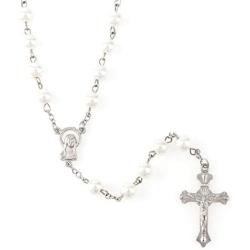 YWLI Rosary Beads Catholic, Confirmation Gifts for Teenage Girl, Cross Necklace for Women, Artificial Pearls Necklace Jewelry, Silver Alloy Necklace, Gifts for Women…
