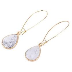 Allison Rose Atelier Marble and 18ct Gold Plated Dangle-Drop Fashion Earrings with Steel Posts – Fish Hook Closure